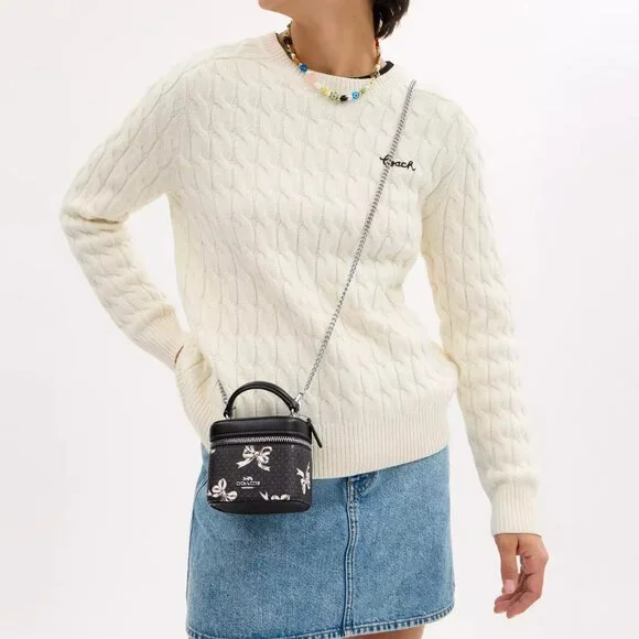 NWT COACH Ava Crossbody Bag With Bow Print - CZ523 Silver/Black Multi $278